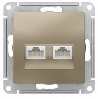 Механизм розетки 2-м ATLAS DESIGN компьютерная RJ45+RJ45 категория 5E шампань