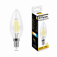 Лампа филаментная светодиодная Feron LB-66 Свеча E14 7W 2700K