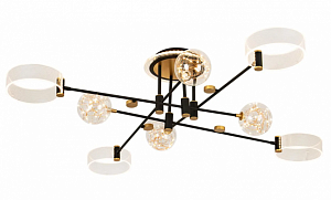 Потолочный светильник LED4U L3110-8 черный/золото LED 60Вт 3000-6500К пульт 1260*250мм