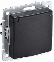 Розетка BRITE РСбш10-3-44-БрЧ 16А IP44 с заземл. защ. шторки с крышкой черн. IEK BR-R16-16-44-K02