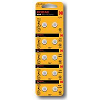 Батарейки Kodak AG13 (357) LR1154 LR44 [KAG13-10] MAX Button Cell (100/1000/70000)