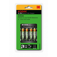 Зарядное устройство для аккуму Kodak USB Overnight charger with 4 x 1100 mAh [K4AA/AAA] (6/48/1008)