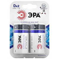 Батарейки ЭРА LR20-2BL D SUPER Alkaline блистер 2шт. (цена за шт.) уп. 12шт