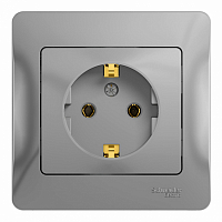 Розетка 1-м СП Glossa 16А IP20 с заземл. в сборе алюм. SE