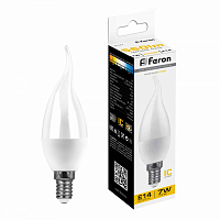 Лампа светодиодная Feron LB-97 Свеча на ветру E14 7W 2700K C37T 230V