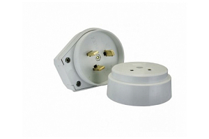 Разъем РШ-ВШ 32А 250В 2P+PE (ОУ) пластиковый белый Simple