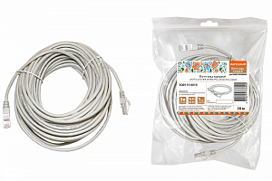 Патч-корд народный U/UTP Cat 5e 4PR 24awg pvc, литой 20м, серый