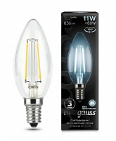 Лампа светодиодная филаментная Gauss E14 11W 4100К прозрачная 103801211