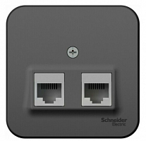 Розетка компьютерная 2xRJ45 Systeme Electric BLANCA, открытый монтаж, антрацит, BLNIA045456