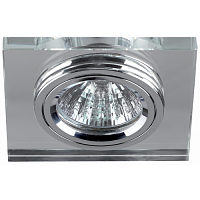 Светильник DK8 CH/WH ЭРА декор стекло квадрат MR16,12V/220V, 50W, хром/зеркальный