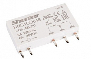 Реле сверхтонкое 1пер. 48VDC, 6A/250VAC Shenler