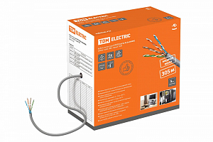 Кабель витая пара F/UTP Cat 5e 4х2х24AWG (305м) solid, ПВХ, серый TDM