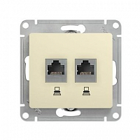 Механизм розетки комп. 2-м СП Glossa RJ45+RJ45 кат.5е молочн. SE