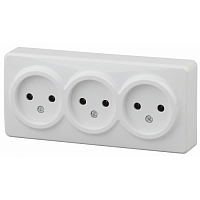 Розетка 3х2P, 16A-250В, IP20, ОУ, Эра Эксперт, белый 11-2207-01 ЭРА