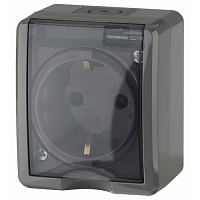 Розетка 2P+E IP54 шторки 16A-250В ОУ серый 11-2402-03 Эксперт ЭРА