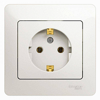 Розетка 1-м СП Glossa 16А IP20 с заземл. в сборе перламутр. SE