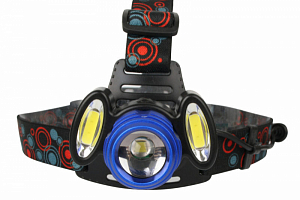 Ultraflash E1334 (фонарь налоб акк 3,7В, синий /черн, 3LED, 4 Ватт, фокус, 2 ак 4 реж, метал, бокс)
