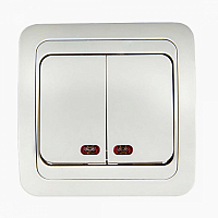 Выключатель 2-кл. СП Classico 10А IP20 с подсветкой 2123 бел. ASD / IN HOME