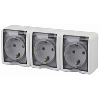 Розетка 3х2P+E IP54 шторки 16A-250В ОУ белый 11-2406-01 Эксперт ЭРА