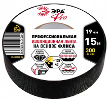 Изолента PROFLEEC1915 на основе флиса 19мм х 15м, 0,3мм черная PRO ЭРА